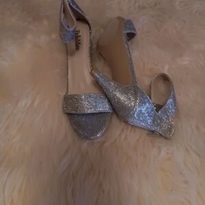 Betsey Johnson Silver Sparkle Heels